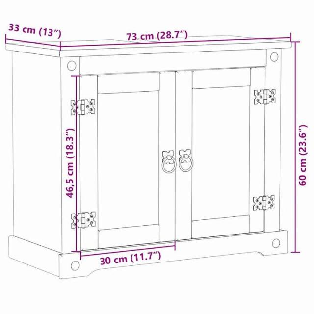 vidaXL バスルームシンクキャビネット「コロナ」73x33x60 cm 無垢材パイン材 家具 キャビネット&amp;収納 洗面・化粧台ユニット 浴室洗面ユニット(代引不可)【送料無料】_8