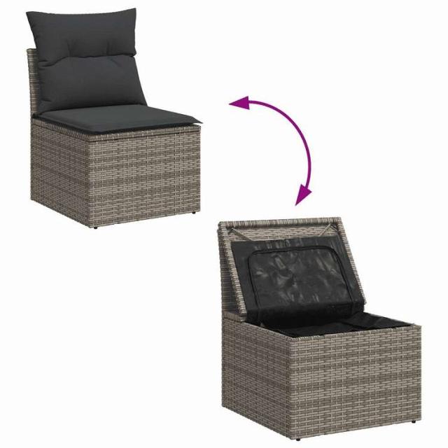 vidaXL ガーデンソファ4点セット クッション付き 灰色 ポリラタン製 家具 アウトドア家具 屋外家具セット(代引不可)【送料無料】_11