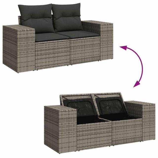 vidaXL ガーデンソファ4点セット クッション付き 灰色 ポリラタン製 家具 アウトドア家具 屋外家具セット(代引不可)【送料無料】_13