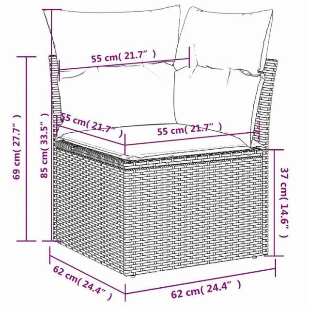 vidaXL ガーデンソファ4点セット クッション付き 灰色 ポリラタン製 家具 アウトドア家具 屋外家具セット(代引不可)【送料無料】_16