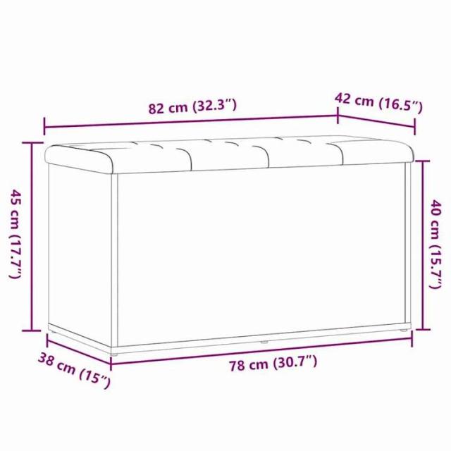 vidaXL 収納ベンチ アーティザンオーク 82x42x45 cm エンジニアード