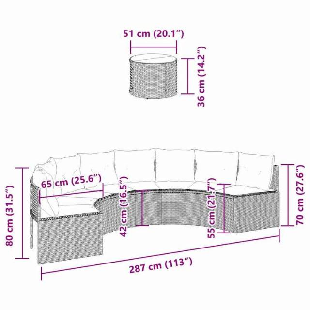 vidaXL ガーデンソファ テーブル&クッション付き 形 グレー ポリラタン製 家具 アウトドア家具 屋外椅子 屋外ソファ(代引不可)【送料無料】_8