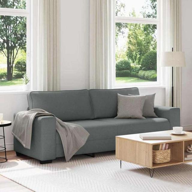 vidaXL 3人掛けソファ ダークグレー 220x77x82 cm ファブリック 家具 ソファ(代引不可)【送料無料】_1