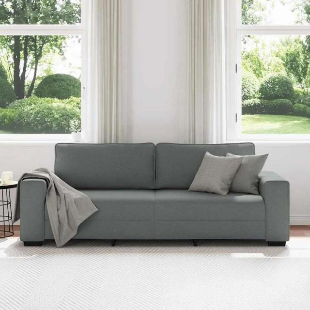 vidaXL 3人掛けソファ ダークグレー 220x77x82 cm ファブリック 家具 ソファ(代引不可)【送料無料】_2