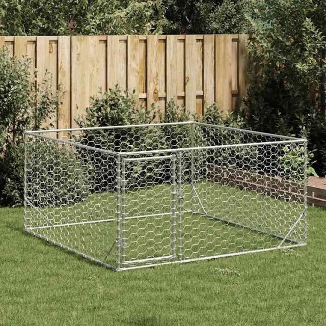 vidaXL 屋外用犬小屋 ドア付き 2x2x1m 亜鉛メッキ鋼 動物&amp;ペット用品 ペット用品 犬用品 ドッグハウス(代引不可)【送料無料】_1