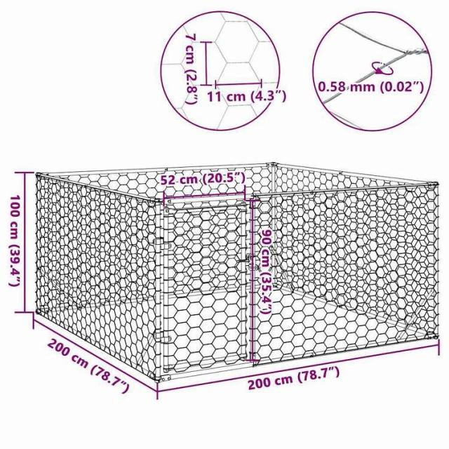 vidaXL 屋外用犬小屋 ドア付き 2x2x1m 亜鉛メッキ鋼 動物&amp;ペット用品 ペット用品 犬用品 ドッグハウス(代引不可)【送料無料】_7