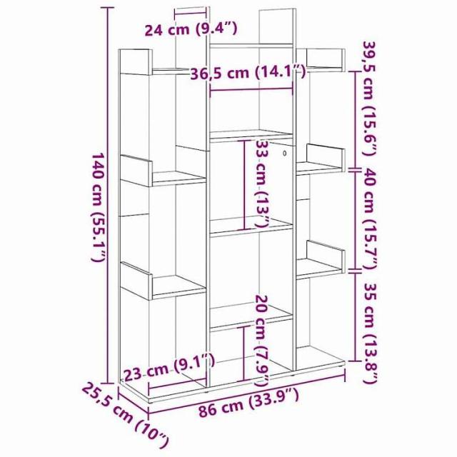 vidaXL ブックキャビネット ホワイト 86x25.5x140 cm エンジニアードウッド 家具 棚 本棚・オープンラック(代引不可)【送料無料】_6
