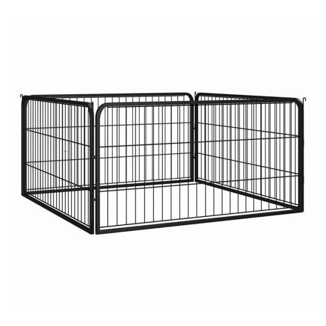 vidaXL 犬用プレイペン 4パネル ブラック 100x50 cm 粉体塗装スチール 動物&ペット用品 ペット用品 犬用品 犬小屋・ドッグラン(代引不可)【送料無料】