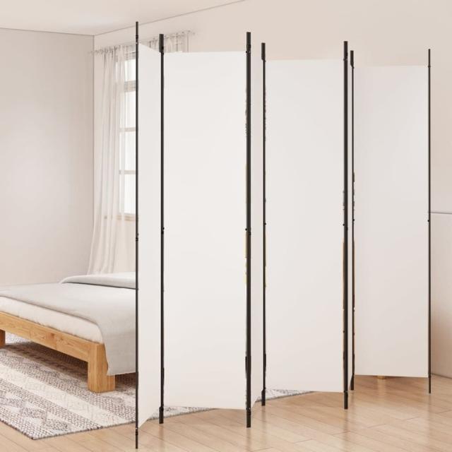 vidaXL 6パネルルームディバイダー ホワイト 300x220 cm ファブリック 家具 間仕切り(代引不可)【送料無料】