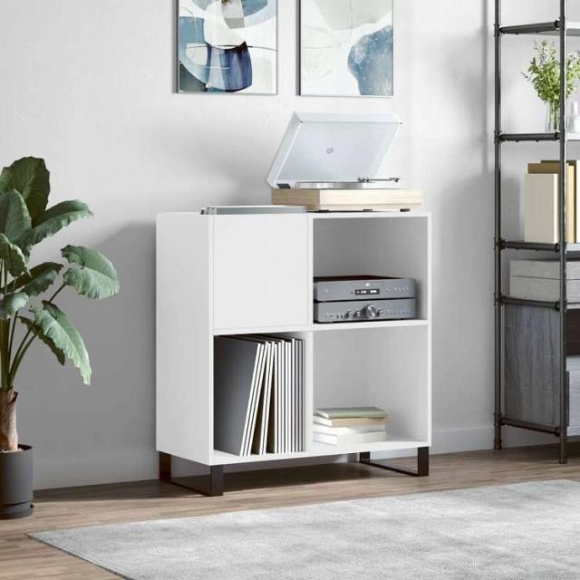vidaXL レコードキャビネット ホワイト 84.5x38x89 cm エンジニアードウッド 家具 キャビネット&amp;収納 メディア収納・ラック(代引不可)【送料無料】_1