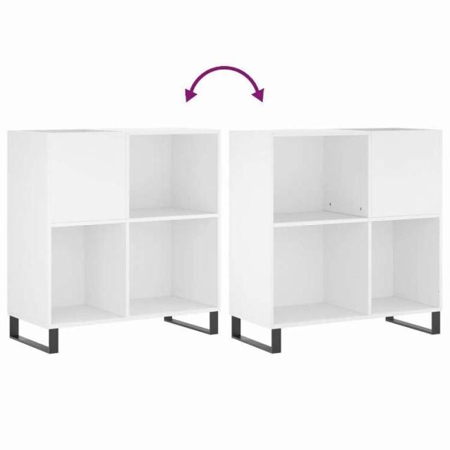 vidaXL レコードキャビネット ホワイト 84.5x38x89 cm エンジニアードウッド 家具 キャビネット&amp;収納 メディア収納・ラック(代引不可)【送料無料】_6