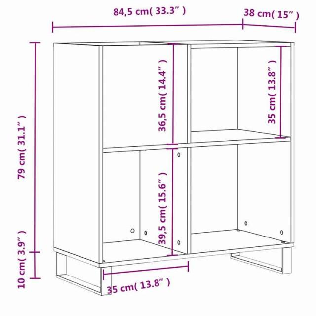 vidaXL レコードキャビネット ホワイト 84.5x38x89 cm エンジニアードウッド 家具 キャビネット&amp;収納 メディア収納・ラック(代引不可)【送料無料】_9