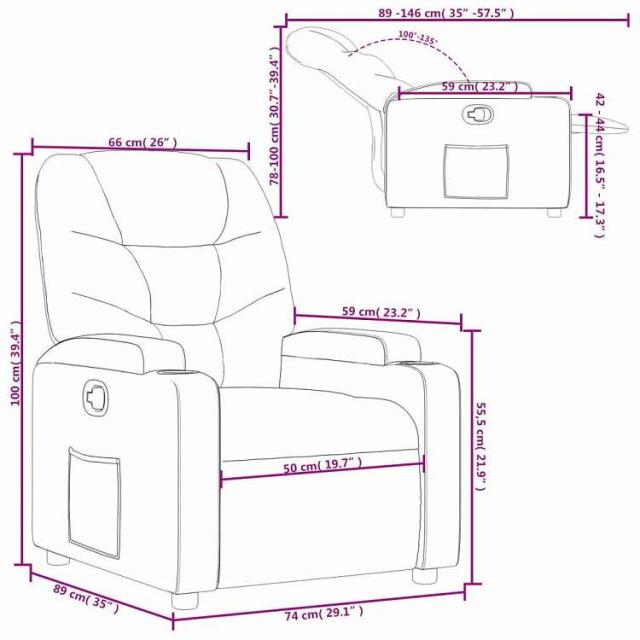 vidaXL リクライニングチェア ダークグレーファブリック 家具 チェア アームチェア・リクライニングチェア・スリーピングチェア(代引不可)【送料無料】_10