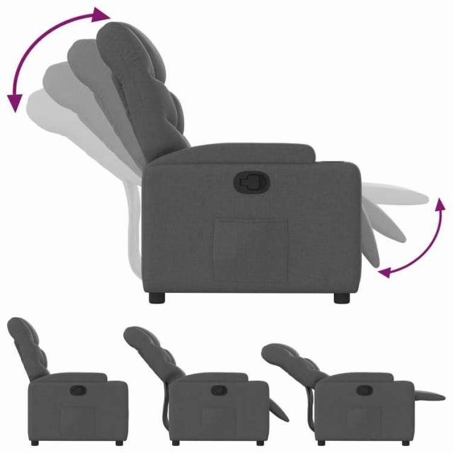 vidaXL リクライニングチェア ダークグレーファブリック 家具 チェア アームチェア・リクライニングチェア・スリーピングチェア(代引不可)【送料無料】_5