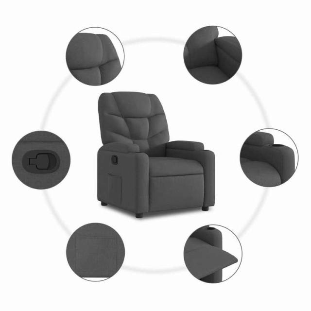 vidaXL リクライニングチェア ダークグレーファブリック 家具 チェア アームチェア・リクライニングチェア・スリーピングチェア(代引不可)【送料無料】_6