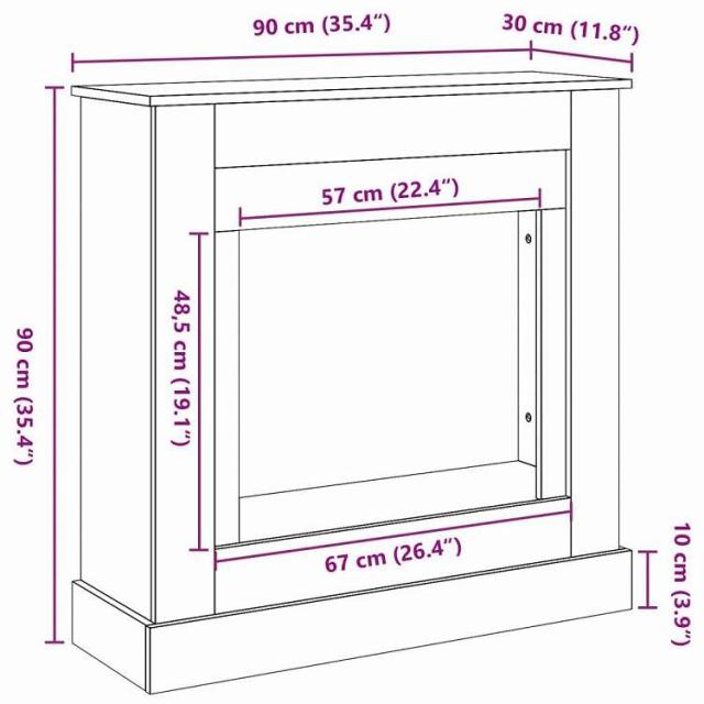 vidaXL 暖炉サラウンド ホワイト 90x30x90 cm エンジニアードウッド ホーム&ガーデン 暖炉・木製ストーブ用品(代引不可)【送料無料】_8