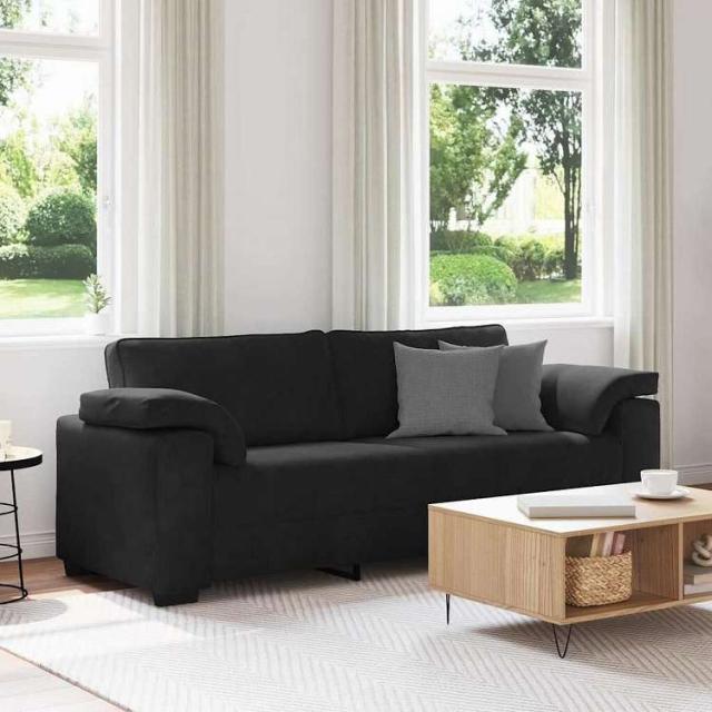 vidaXL 3人掛けソファ ブラック 220x77x82 cm ベルベット 家具 ソファ