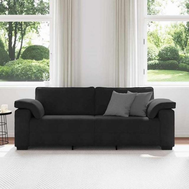 vidaXL 3人掛けソファ ブラック 220x77x82 cm ベルベット 家具 ソファ(代引不可)【送料無料】_2