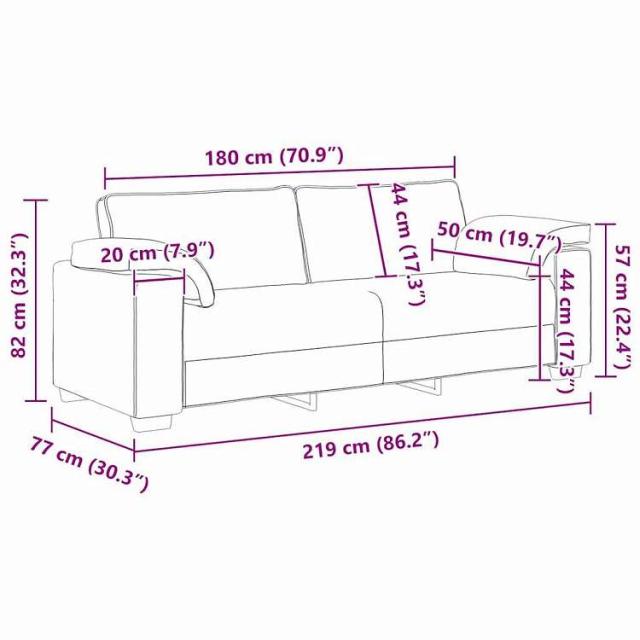 vidaXL 3人掛けソファ ブラック 220x77x82 cm ベルベット 家具 ソファ(代引不可)【送料無料】_8