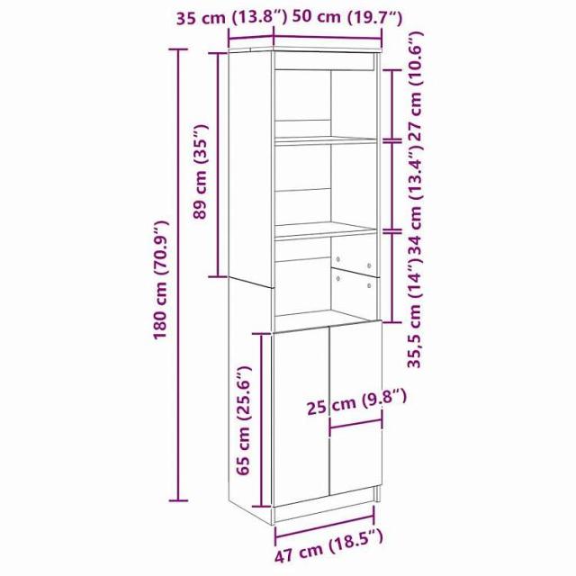 vidaXL ハイボード ホワイト 50x35x180 cm エンジニアードウッド 家具 キャビネット&amp;収納 サイドボード(代引不可)【送料無料】_11