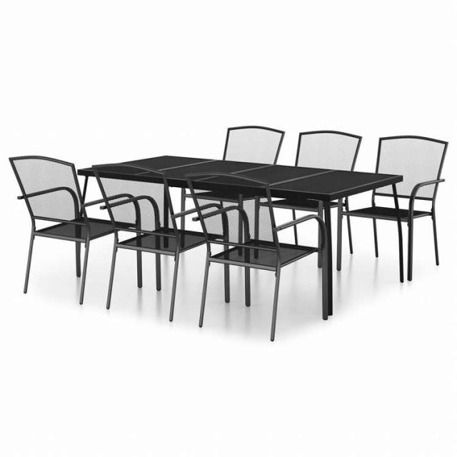 vidaXL ガーデンダイニング7点セット アントラシート スチール製家具 アウトドア家具 屋外家具セット(代引不可)【送料無料】_1