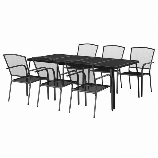 vidaXL ガーデンダイニング7点セット アントラシート スチール製家具 アウトドア家具 屋外家具セット(代引不可)【送料無料】_2