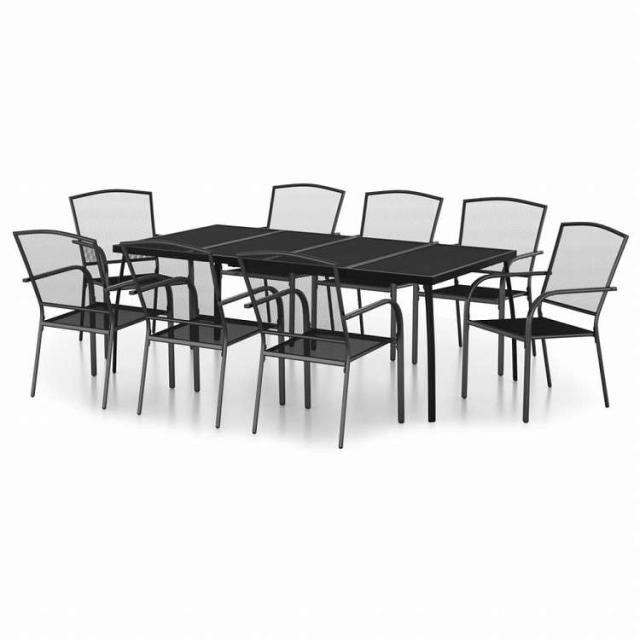 vidaXL ガーデンダイニング9点セット アントラシート スチール製家具 アウトドア家具 屋外家具セット(代引不可)【送料無料】_1