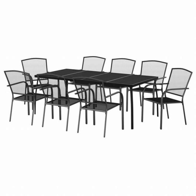 vidaXL ガーデンダイニング9点セット アントラシート スチール製家具 アウトドア家具 屋外家具セット(代引不可)【送料無料】_2