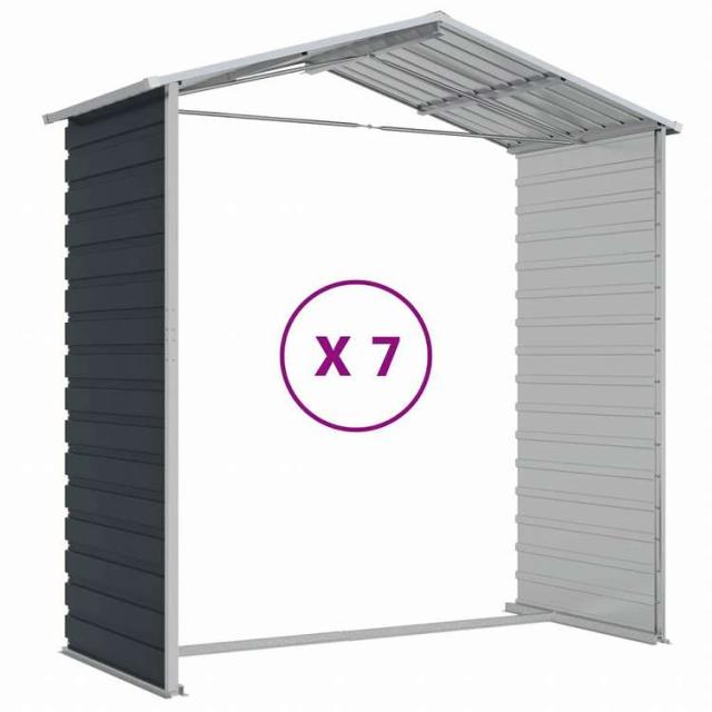 vidaXL 庭用物置 アントラシート 191x640x198 cm 亜鉛メッキ鋼製ホーム&ガーデン 芝&ガーデン アウトドアリビング アウトドアストラクチャー 日除け・ガレージ・カーポート(代引不可)【送料無料_8