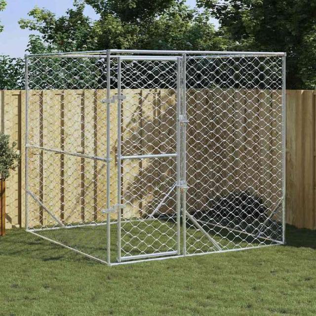 vidaXL 屋外用犬小屋 シルバー 2x2x2m 亜鉛メッキ鋼製動物&ペット用品 ペット用品 犬用品 犬小屋・ドッグラン(代引不可)【送料無料】