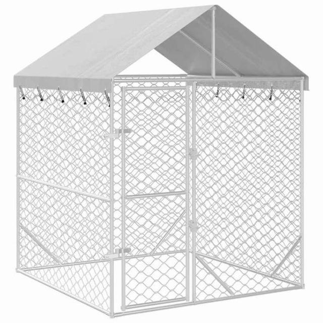 vidaXL 屋外犬小屋 屋根付き シルバー 2x2x2.5 m 亜鉛メッキ鋼製動物