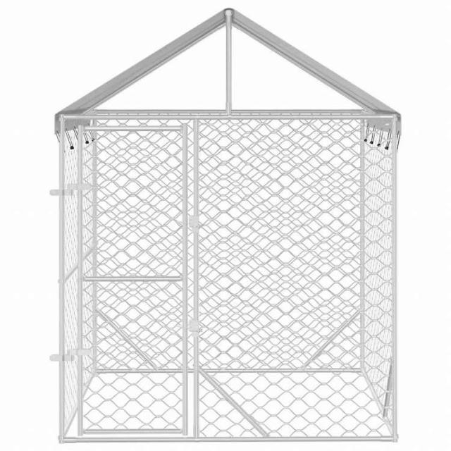 vidaXL 屋外犬小屋 屋根付き シルバー 2x2x2.5 m 亜鉛メッキ鋼製動物