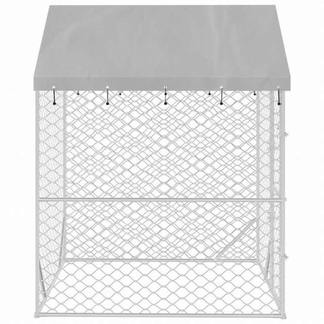 vidaXL 屋外犬小屋 屋根付き シルバー 2x2x2.5 m 亜鉛メッキ鋼製動物