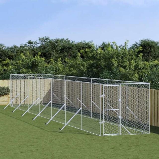 vidaXL 屋外用犬小屋 シルバー 2x14x2m 亜鉛メッキ鋼製Animals & Pet Supplies ペット用品 犬用品 犬小屋・ドッグラン(代引不可)【送料無料】