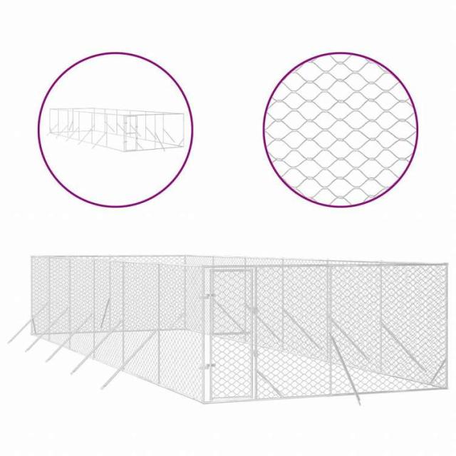 vidaXL 屋外用犬小屋 シルバー 4x12x2m 亜鉛メッキ鋼製Animals & Pet Supplies ペット用品 犬用品 犬小屋・ドッグラン(代引不可)【送料無料】_1