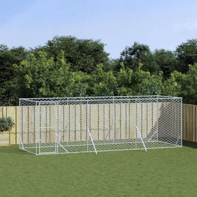 vidaXL 屋外用犬小屋 シルバー 6x2x2m 亜鉛メッキ鋼製動物&ペット用品 ペット用品 犬用品 犬小屋・ドッグラン(代引不可)【送料無料】
