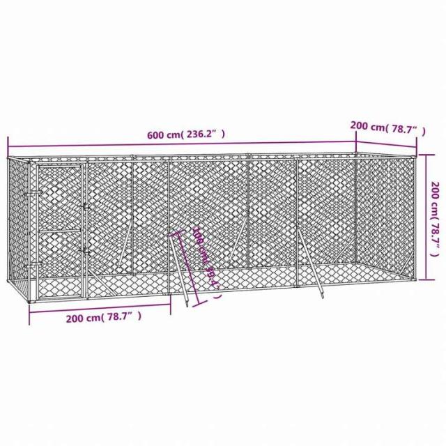 vidaXL 屋外用犬小屋 シルバー 6x2x2m 亜鉛メッキ鋼製動物&amp;ペット用品 ペット用品 犬用品 犬小屋・ドッグラン(代引不可)【送料無料】_3