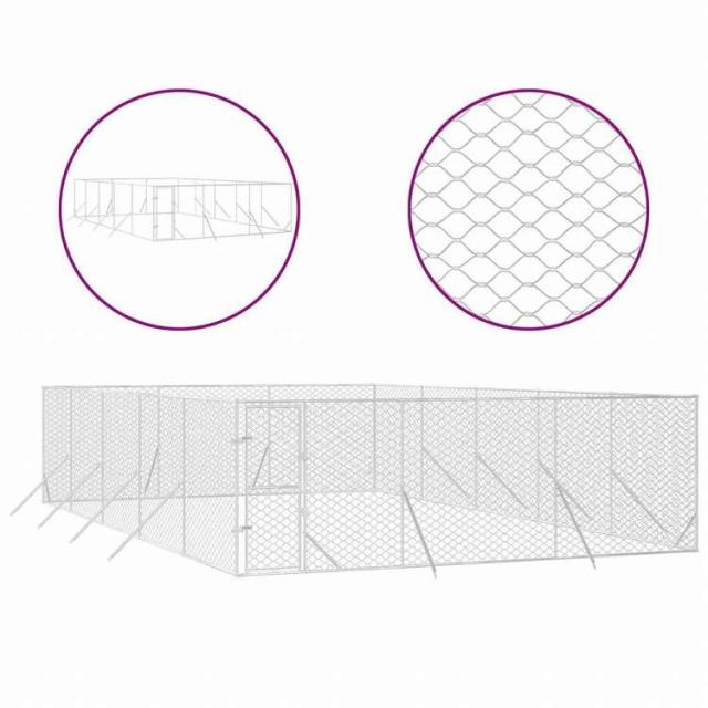 vidaXL 屋外用犬小屋 シルバー 6x10x2m 亜鉛メッキ鋼製動物&ペット用品 ペット用品 犬用品 犬小屋・ドッグラン(代引不可)【送料無料】_1