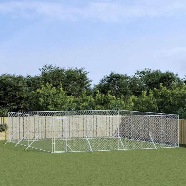 vidaXL 屋外用犬小屋 シルバー 8x8x2m 亜鉛メッキ鋼製動物&ペット用品 ペット用品 犬用品 犬小屋・ドッグラン(代引不可)【送料無料】