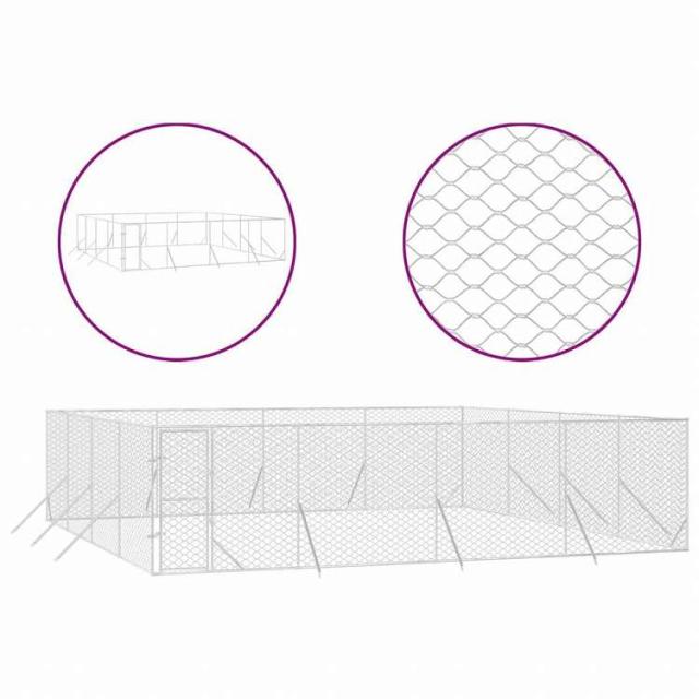 vidaXL 屋外用犬小屋 シルバー 8x8x2m 亜鉛メッキ鋼製動物&ペット用品 ペット用品 犬用品 犬小屋・ドッグラン(代引不可)【送料無料】_1