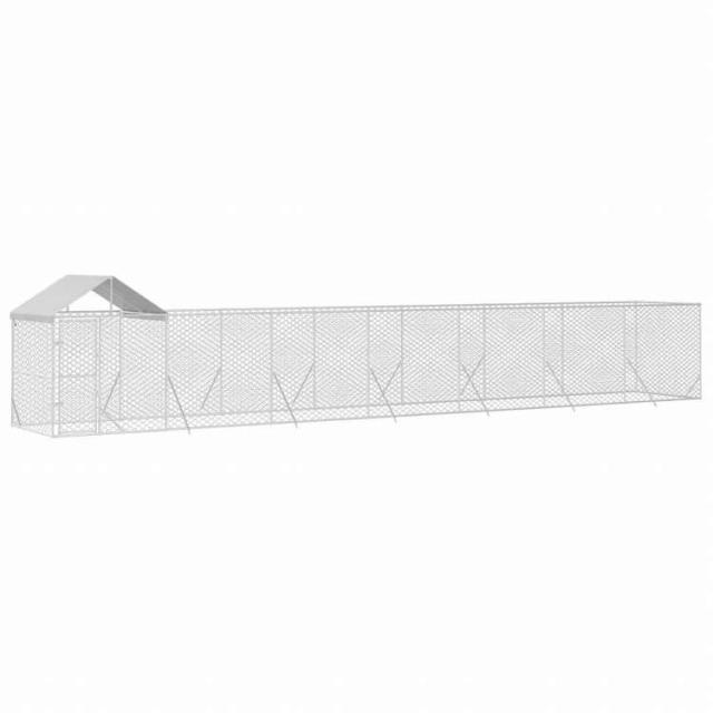 vidaXL 屋外犬小屋 屋根付き シルバー 14x2x2.5 m 亜鉛メッキ鋼製動物&ペット用品 ペット用品 犬用品 犬小屋・ドッグラン(代引不可)【送料無料】_2