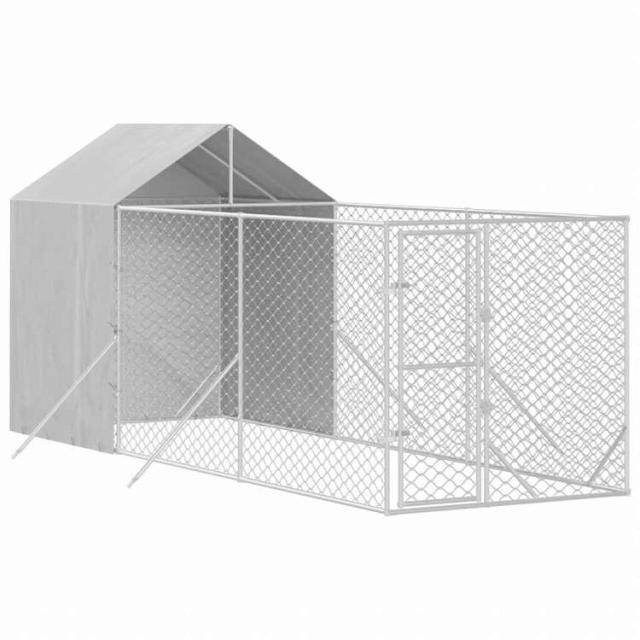 vidaXL 屋外犬小屋 屋根付き シルバー 2x6x2.5 m 亜鉛メッキ鋼製動物&ペット用品 ペット用品 犬用品 犬小屋・ドッグラン(代引不可)【送料無料】_2