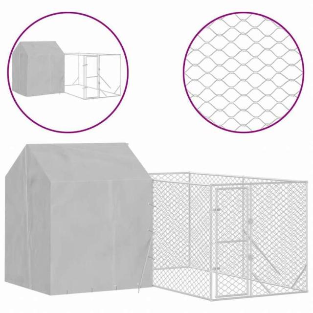 vidaXL 屋外犬小屋 屋根付き シルバー 4x4x2.5 m 亜鉛メッキ鋼製Animals & Pet Supplies ペット用品 犬用品 犬小屋・ドッグラン(代引不可)【送料無料】_1