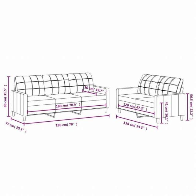 vidaXL ソファ2点セット クッション付 ダークグレー 布張り家具 ソファ(代引不可)【送料無料】_5