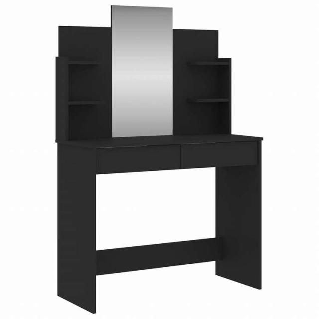 vidaXL ドレッシングテーブル ミラー付き ブラック 96x39x142cm家具 キャビネット&収納 洗面・化粧台ユニット 寝室用化粧用テーブル(代引不可)【送料無料】_1