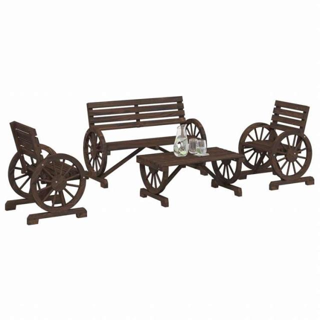 vidaXL ガーデンラウンジ4点セット モミ無垢材家具 アウトドア家具 屋外家具セット(代引不可)【送料無料】_1