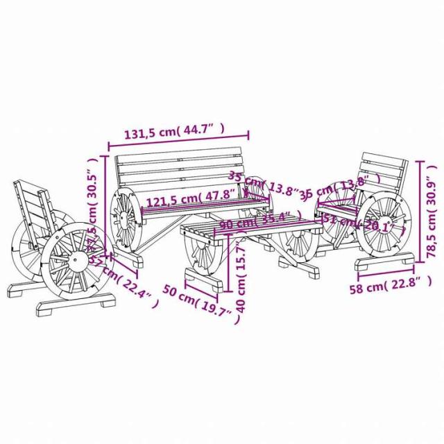 vidaXL ガーデンラウンジ4点セット モミ無垢材家具 アウトドア家具 屋外家具セット(代引不可)【送料無料】_13
