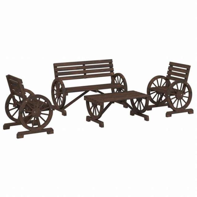 vidaXL ガーデンラウンジ4点セット モミ無垢材家具 アウトドア家具 屋外家具セット(代引不可)【送料無料】_2