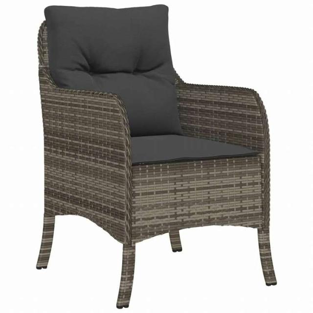 vidaXL ガーデンチェア クッション付き 2点 グレー ポリラタン家具 アウトドア家具 屋外椅子 アウトドアベンチチェア(代引不可)【送料無料】_3