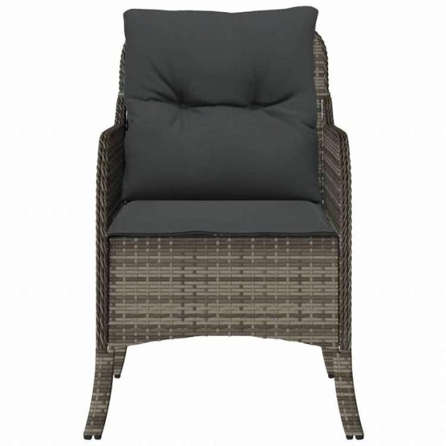vidaXL ガーデンチェア クッション付き 2点 グレー ポリラタン家具 アウトドア家具 屋外椅子 アウトドアベンチチェア(代引不可)【送料無料】_4